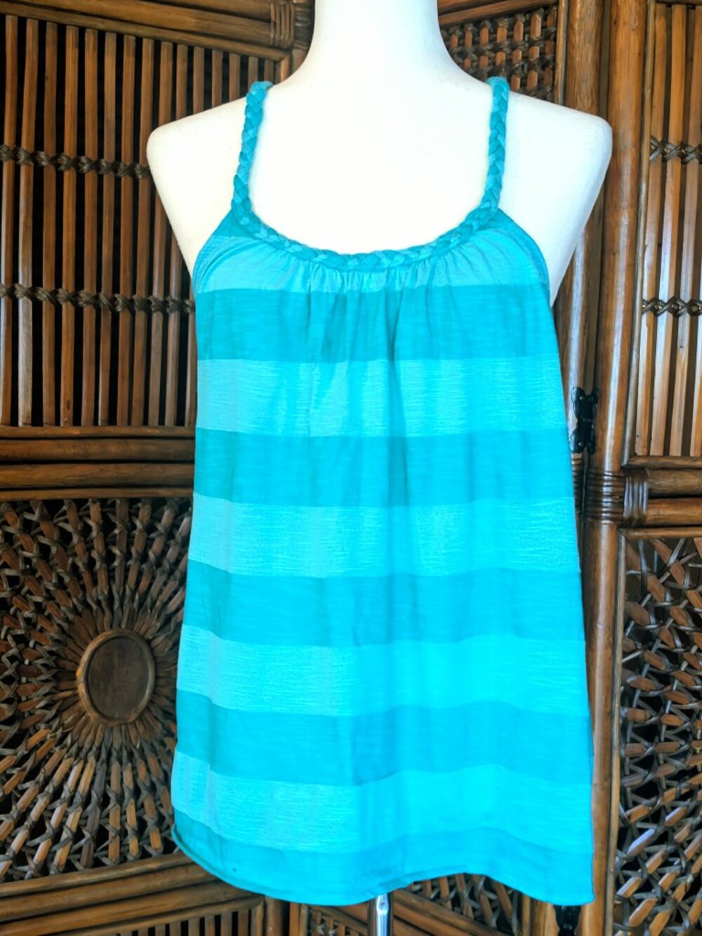 O’NEILL Tank Top - Striped RacerBack with Braid Detail - EUC